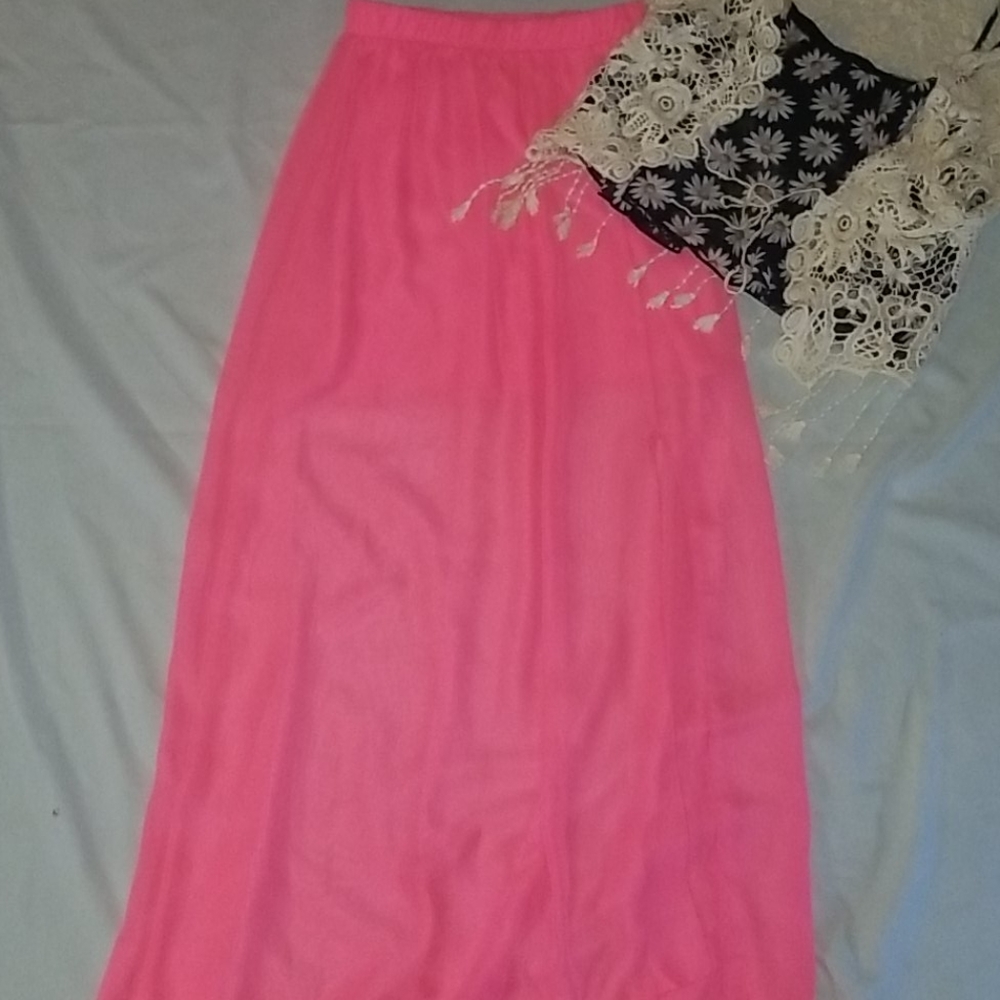 Hot pink maxi with slit